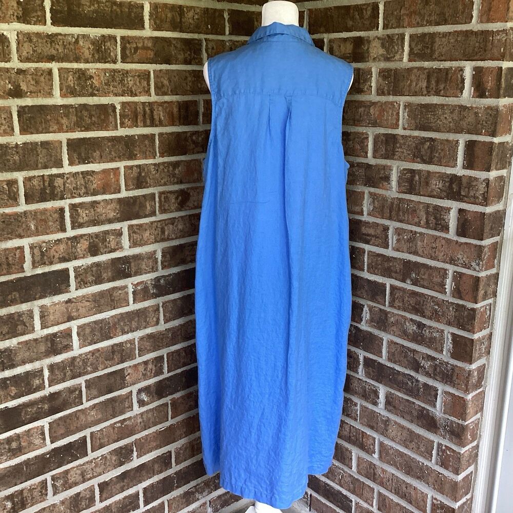Tommy Bahama Women's Blue Two Palms Linen Shirt Dress Sleeveless Size XL Pockets - Picture 7 of 13